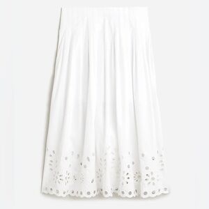 Jcrew eyelet hem midi skirt- white - NWT